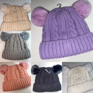 Kids insulated Purple Beanie with Pom Pom